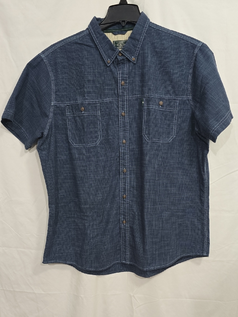 G.H. Bass & Co. Mens XXL Indigo Short-Sleeve Button-Down Shirt Pockets